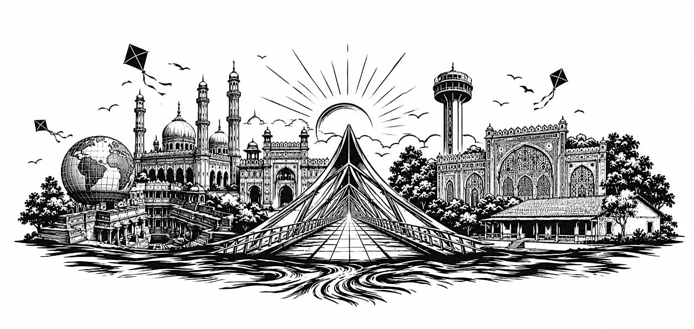 Ahmedabad skyline illustration