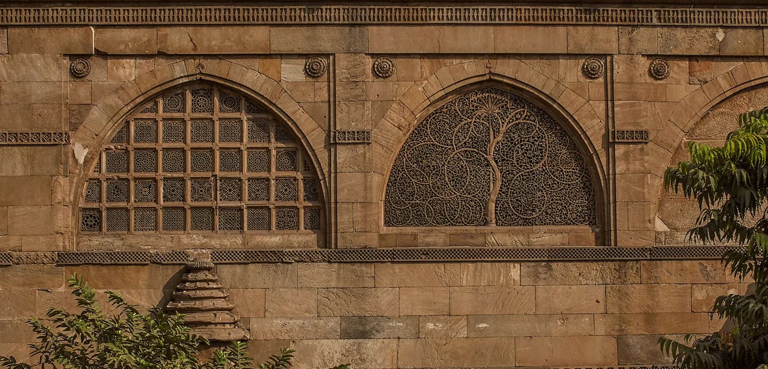 The carved stone jali windows of Sidi Saiyyed Mosque, Ahmedabad